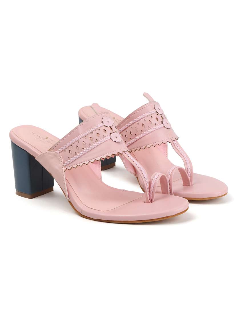 women solid one toe block heel sandal - 22107405 - Standard Image - 2
