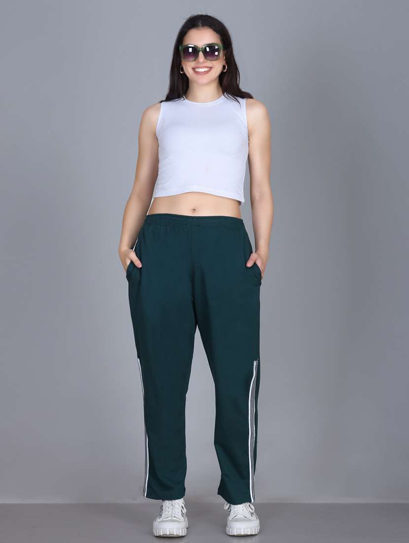 women solid mid rise regular fit track pant - 22107415 - Standard Image - 2