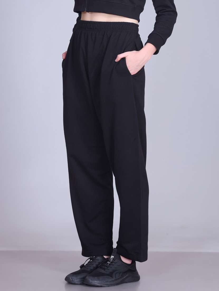 women solid mid rise regular fit track pant - 22107418 - Standard Image - 2