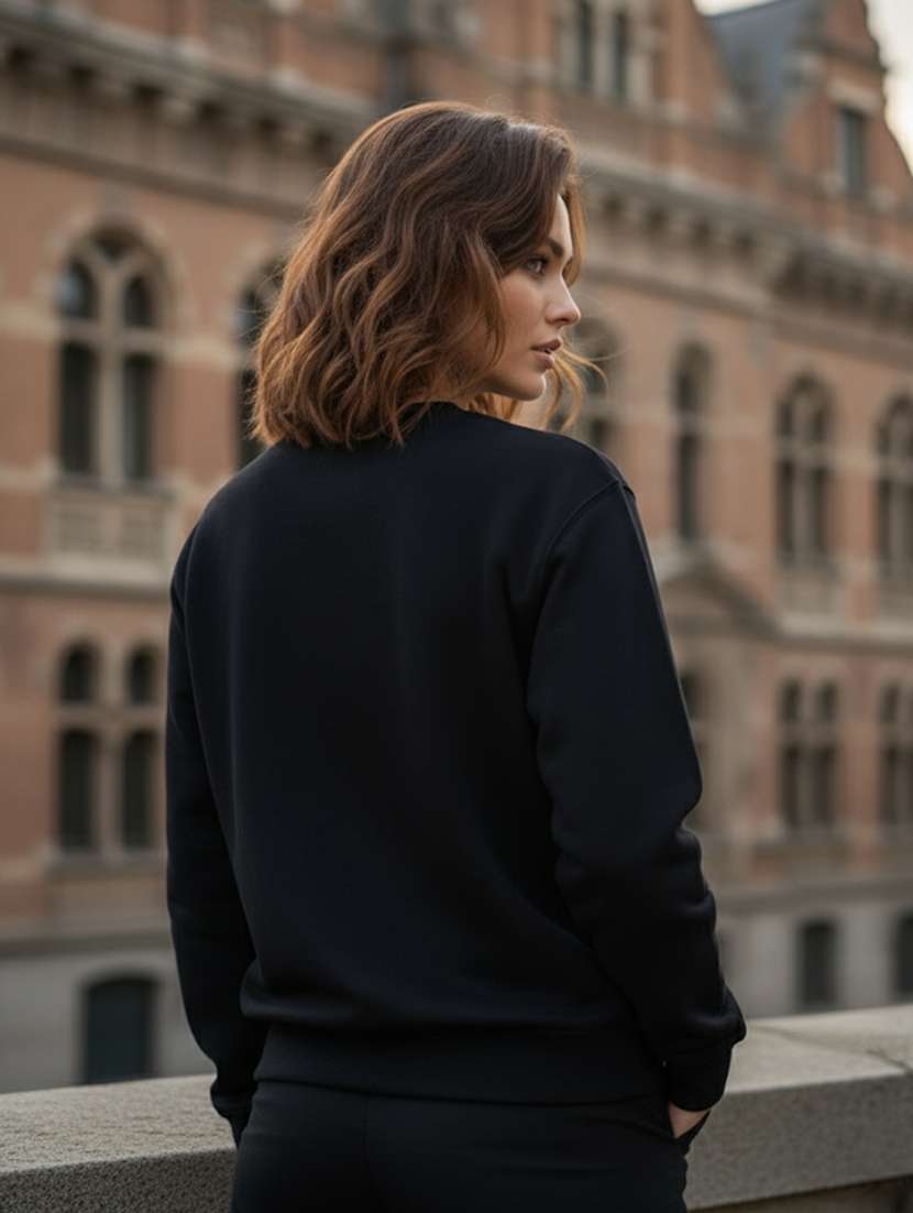 black fleece plain sweatshirt - 22107423 -  Standard Image - 2