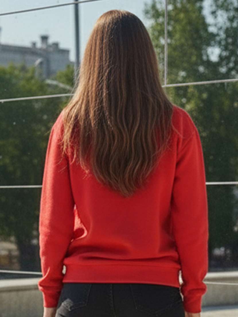 red fleece plain sweatshirt - 22107426 -  Standard Image - 2