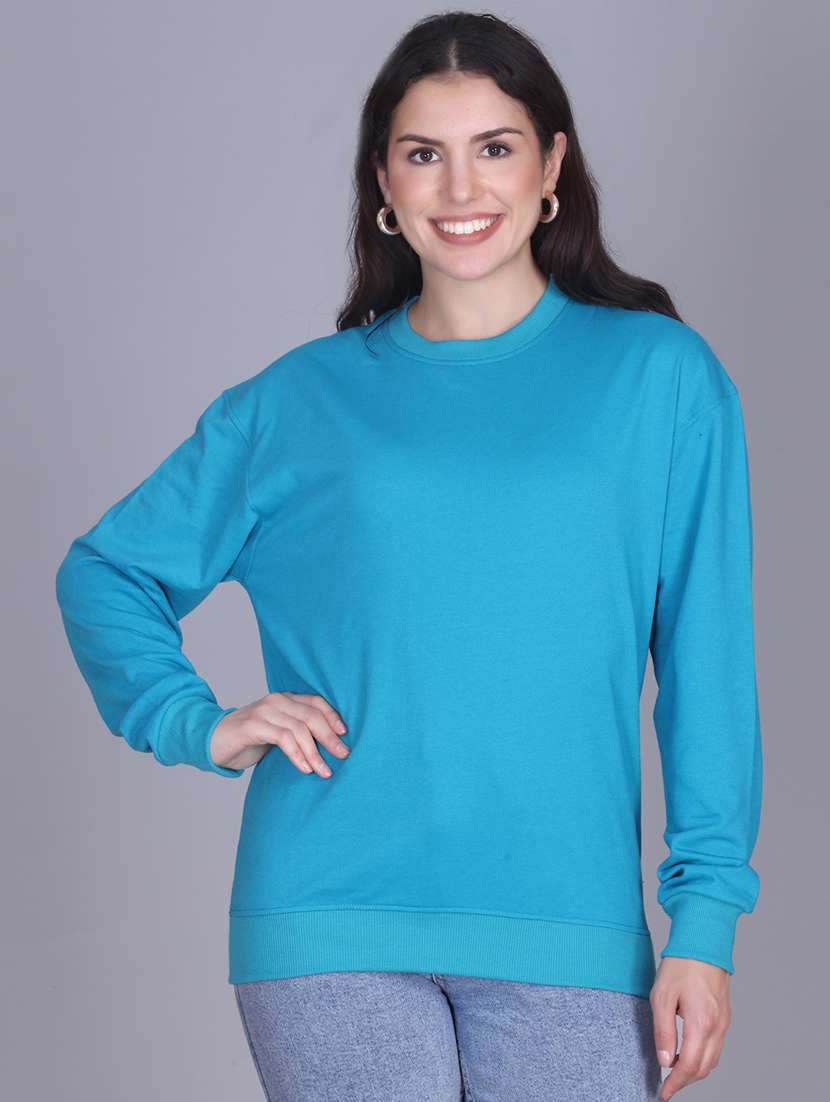 blue fleece plain sweatshirt