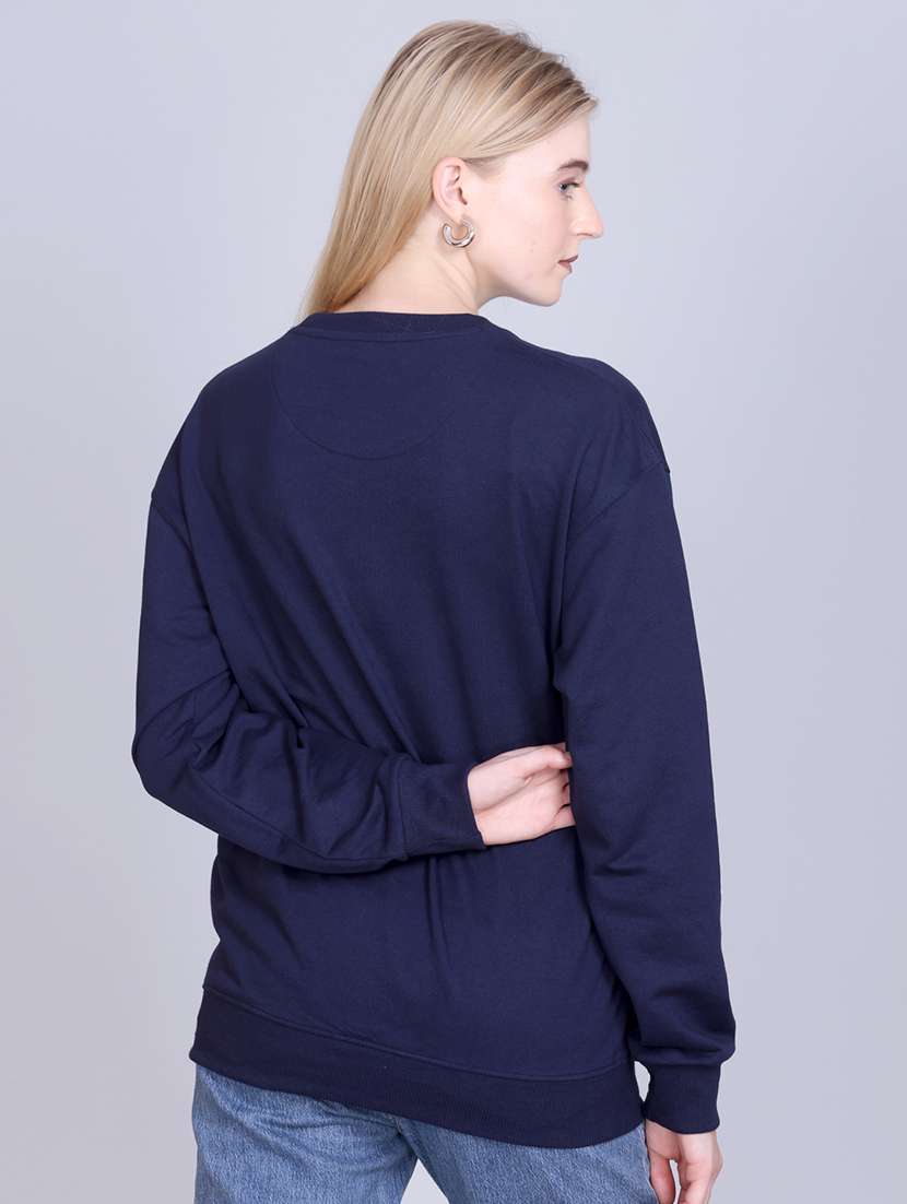navy blue fleece plain sweatshirt - 22107436 -  Standard Image - 2