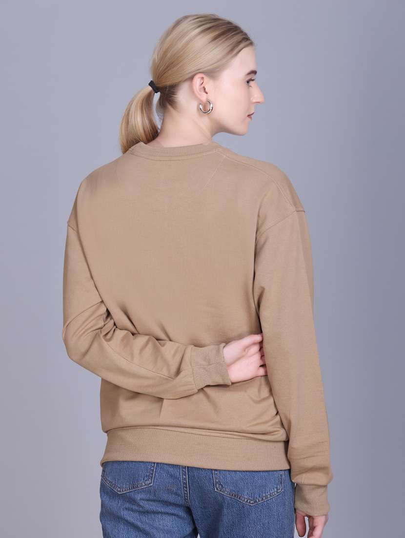 beige fleece plain sweatshirt - 22107439 -  Standard Image - 2