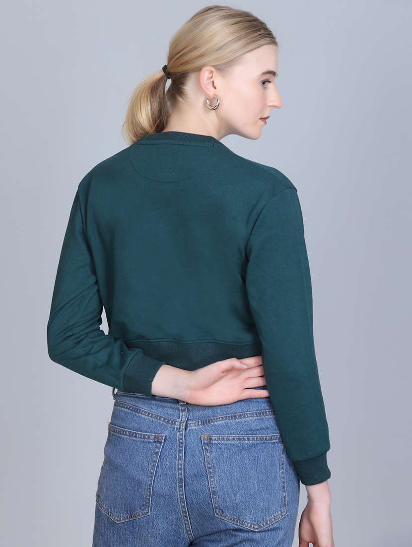 women printed long sleeve cropped sweatshirt - 22107445 -  Standard Image - 2