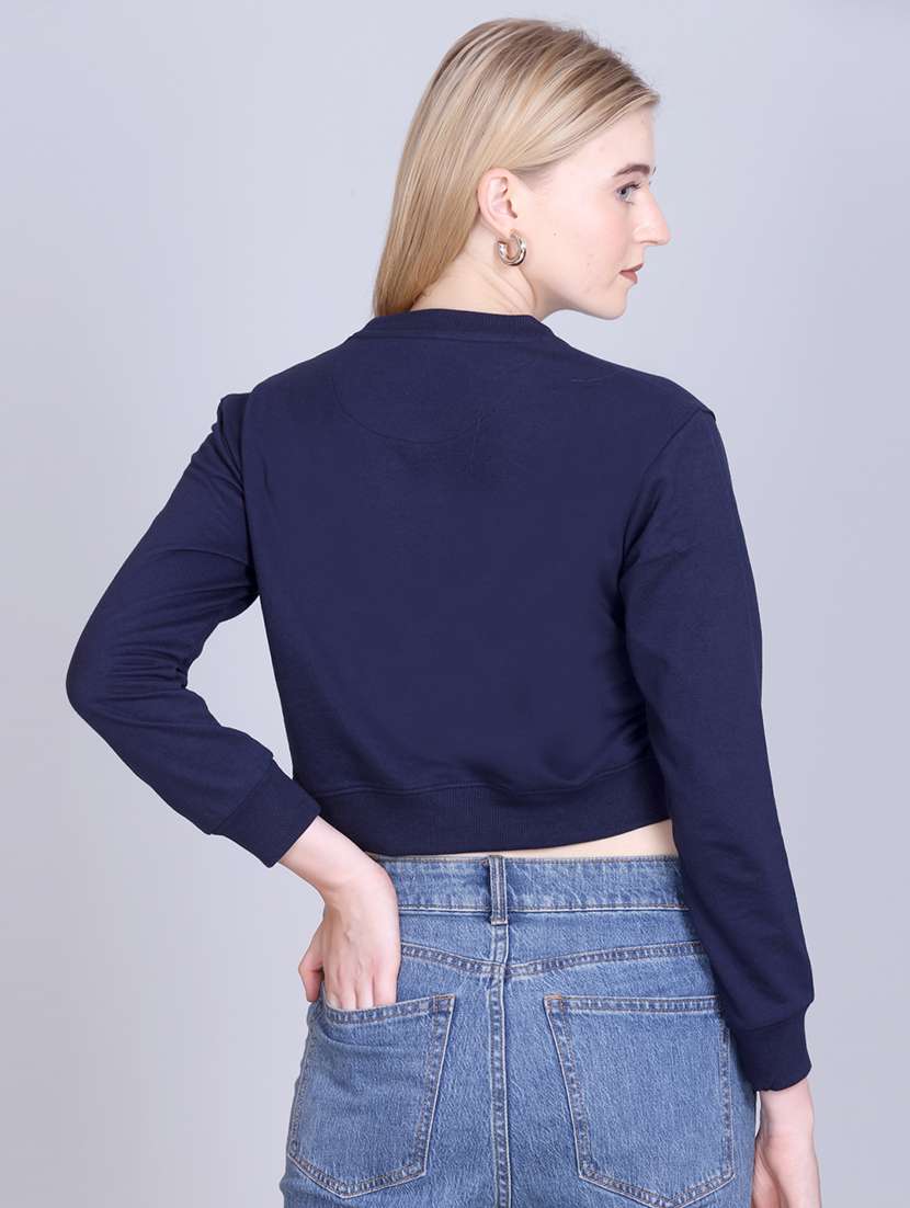 women printed long sleeve cropped sweatshirt - 22107449 -  Standard Image - 2