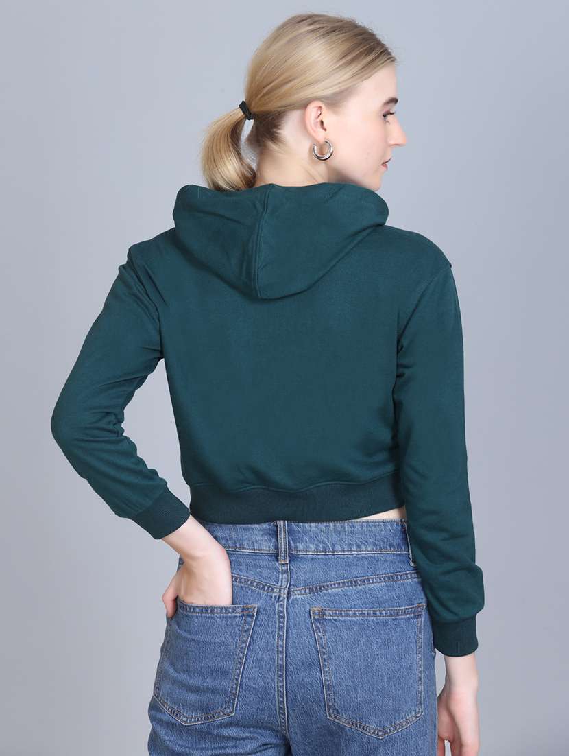 women long sleeve cropped hooded sweatshirt - 22107453 -  Standard Image - 2