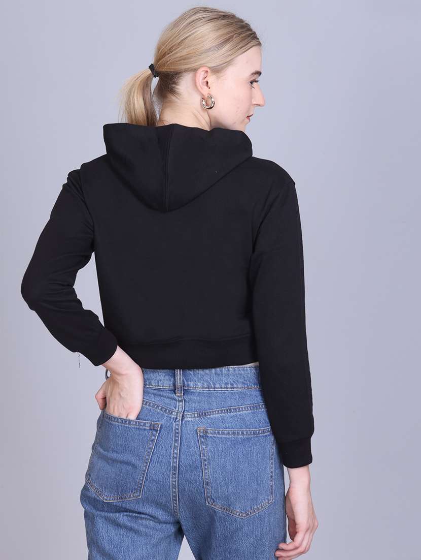 women long sleeve cropped hooded sweatshirt - 22107468 -  Standard Image - 2