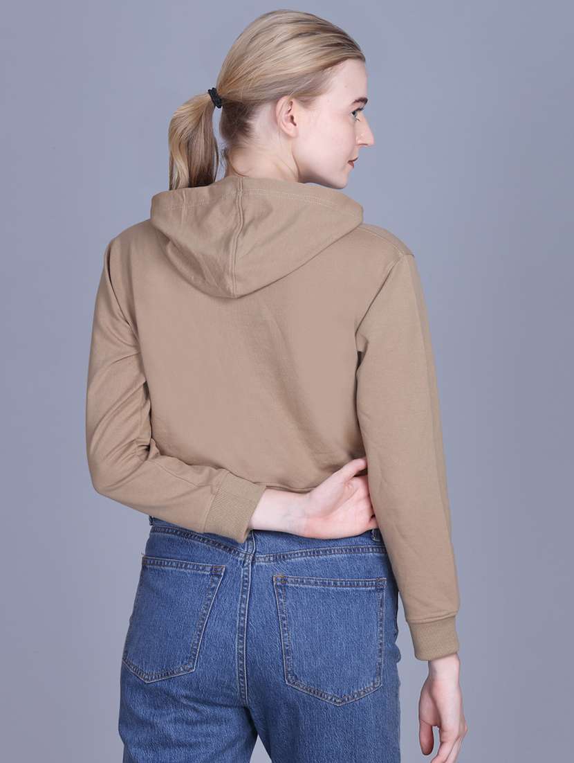 women long sleeve cropped hooded sweatshirt - 22107488 -  Standard Image - 2