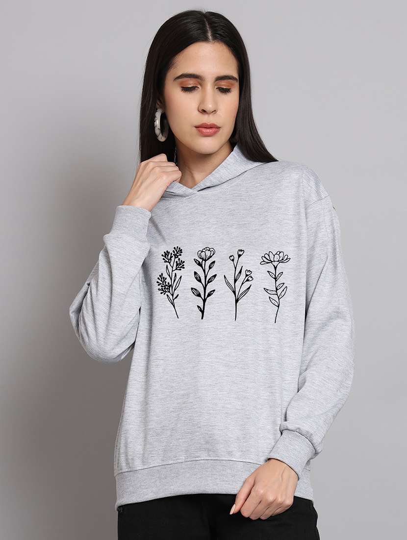 women printed long sleeve hooded sweatshirt - 22107522 -  Standard Image - 2