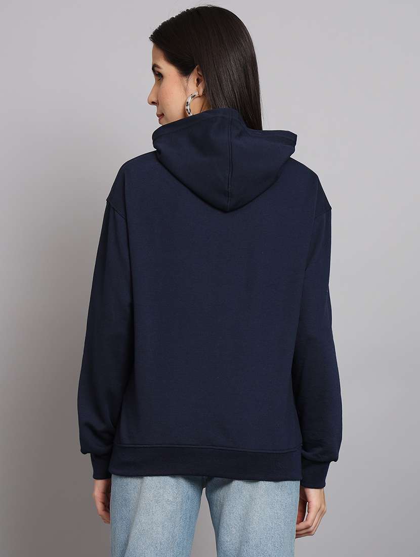 women solid long sleeve hooded sweatshirt - 22107564 -  Standard Image - 2