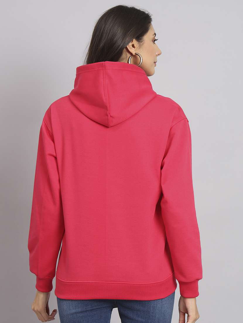 women solid long sleeve hooded sweatshirt - 22107571 -  Standard Image - 2