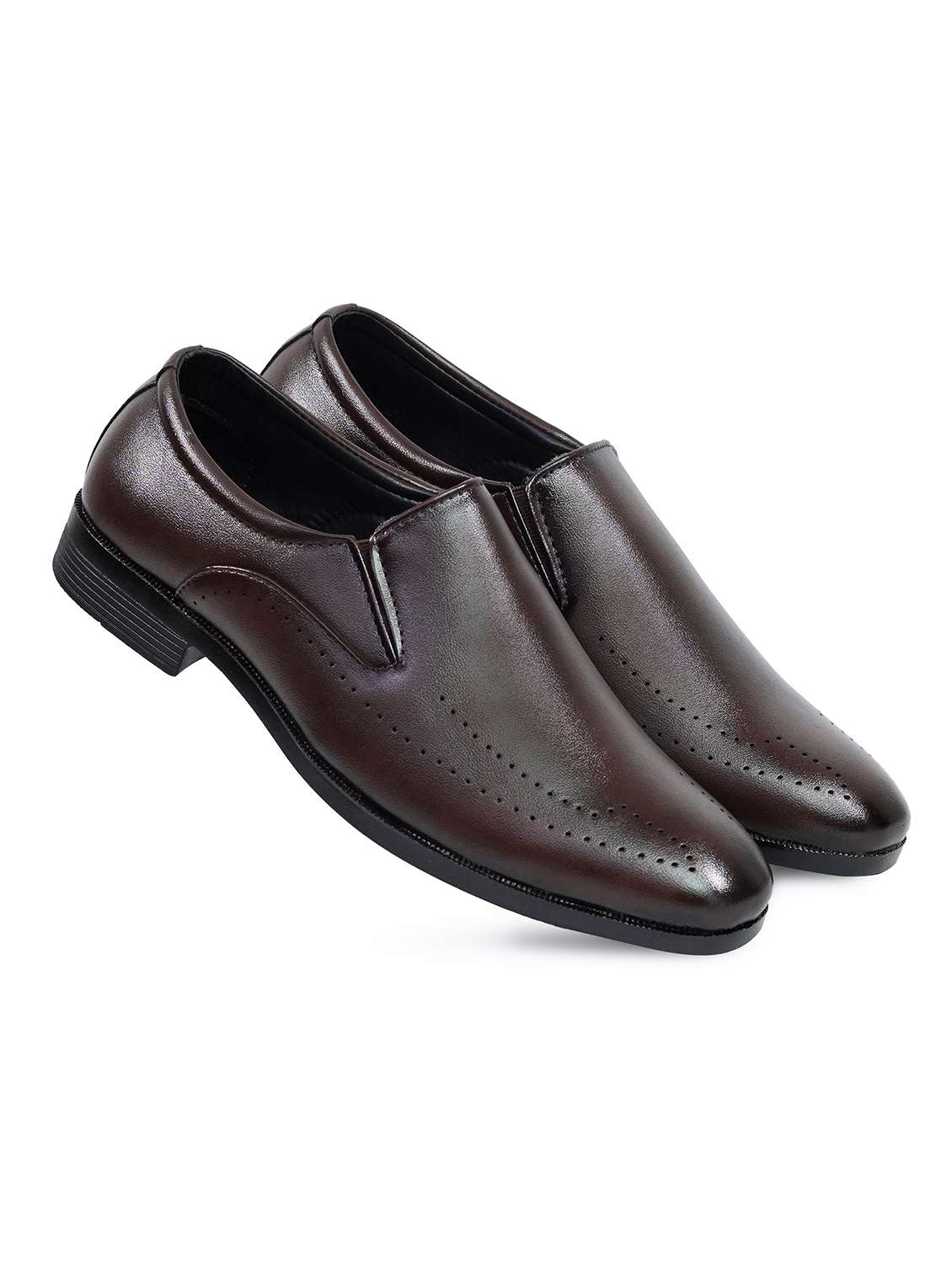men brown slip on formal shoes - 22107586 - Standard Image - 2