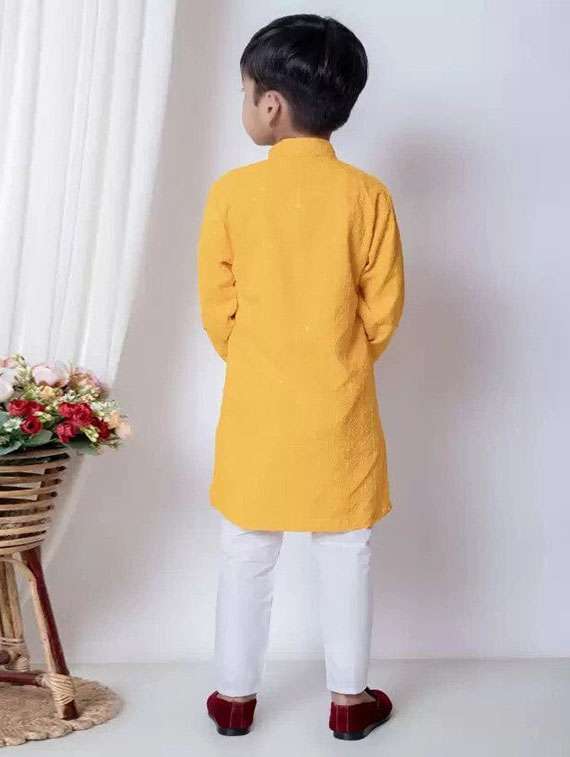 boys embroidered long sleeve kurta and pyjama set - 22107620 -  Standard Image - 2