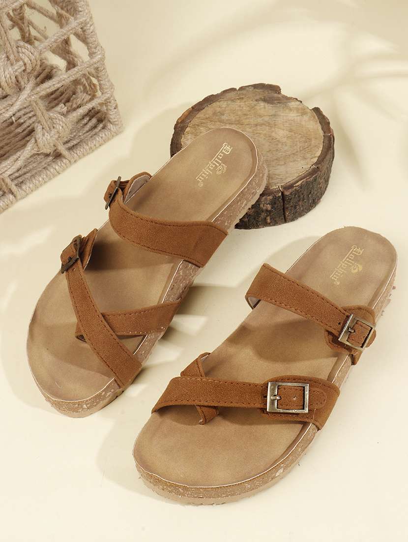 women solid slip on flat sandal