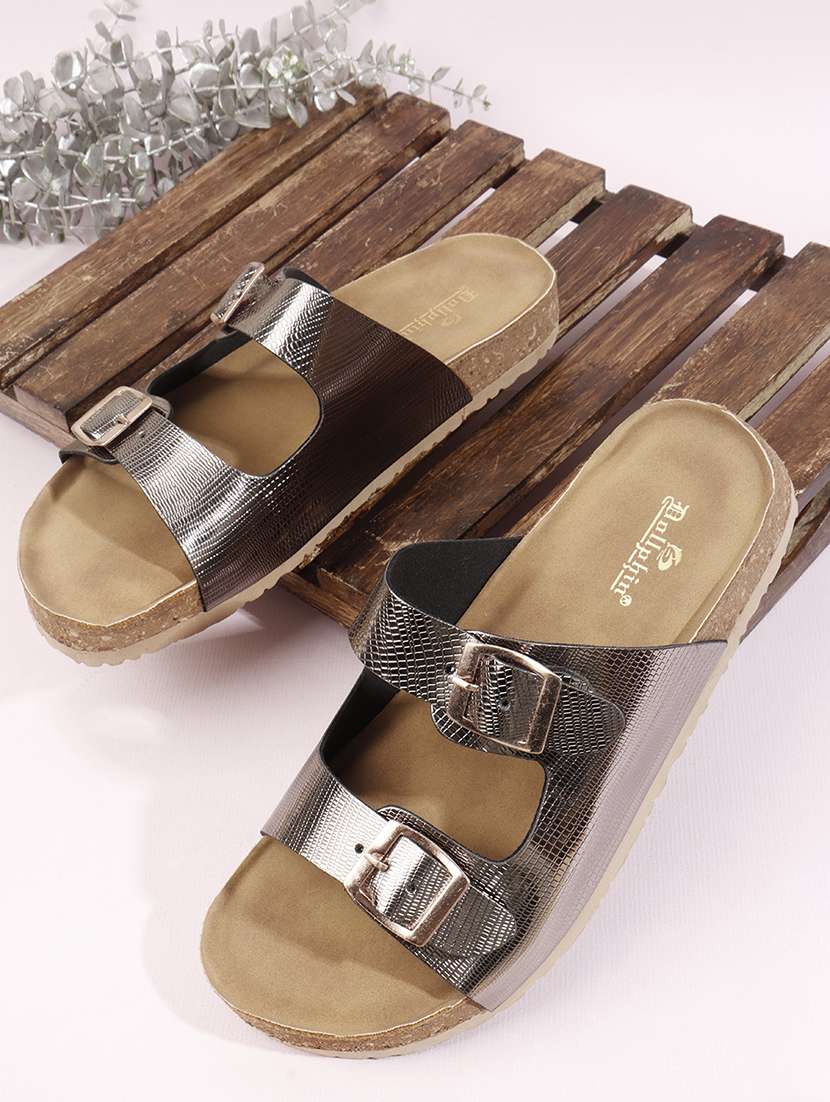 women solid slip on flat sandal
