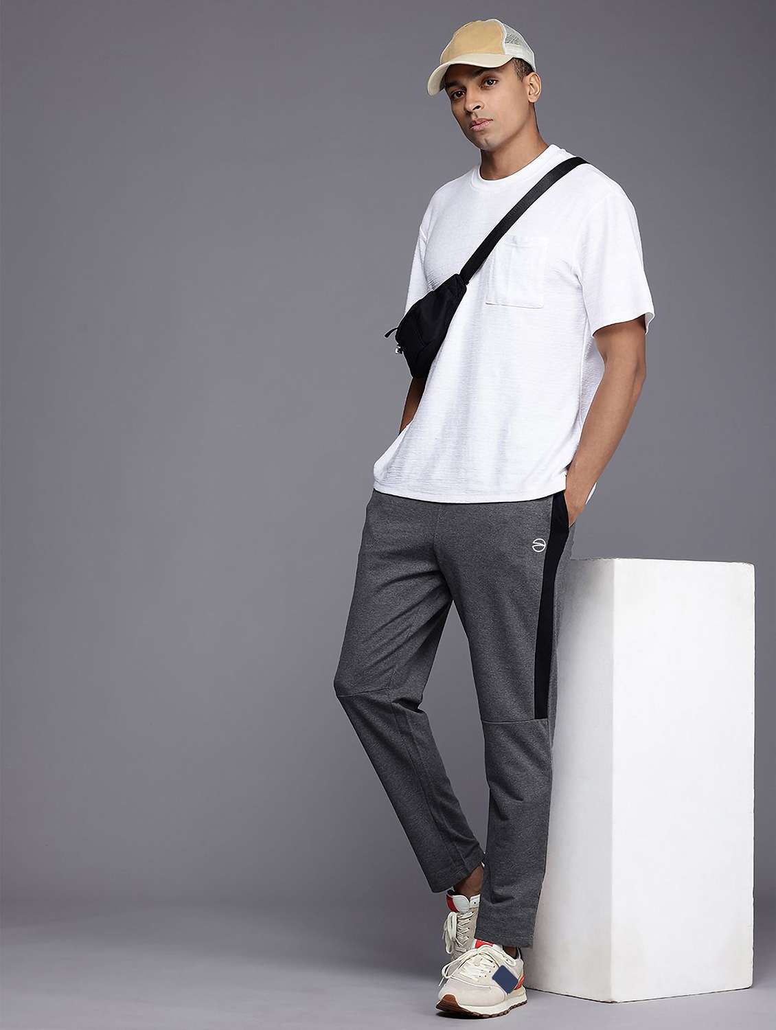 men side taped mid rise full length track pant - 22107764 - Standard Image - 2