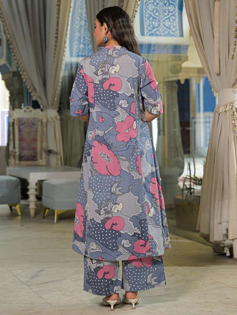 women printed roll up sleeve kurta pant set - 22107791 -  Standard Image - 2