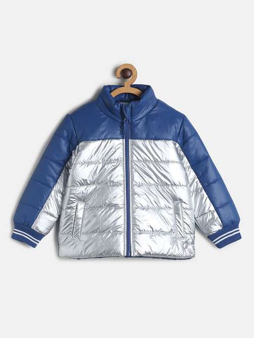 boys color blocked long sleeve quilted jacket
