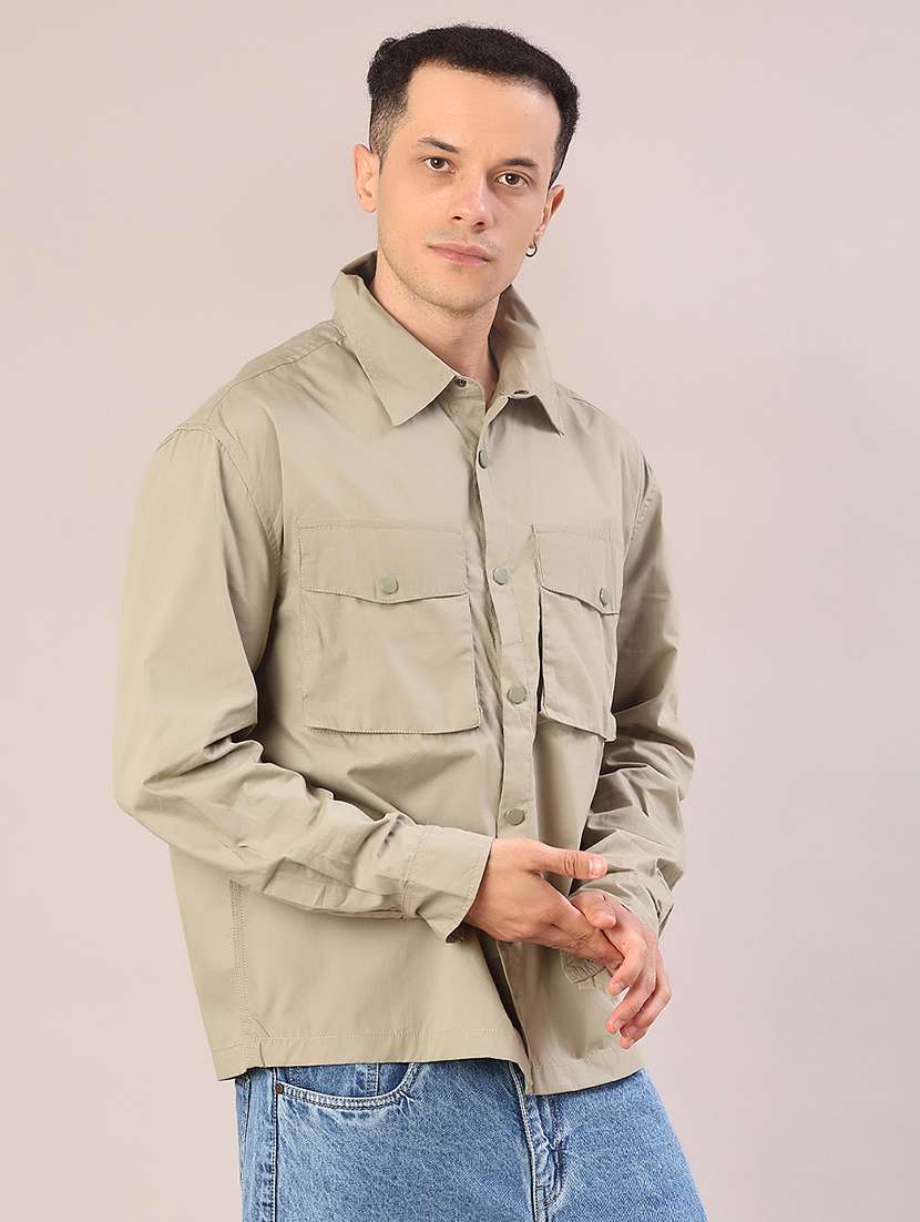 men solid long sleeve oversized casual shirt - 22108054 -  Standard Image - 2
