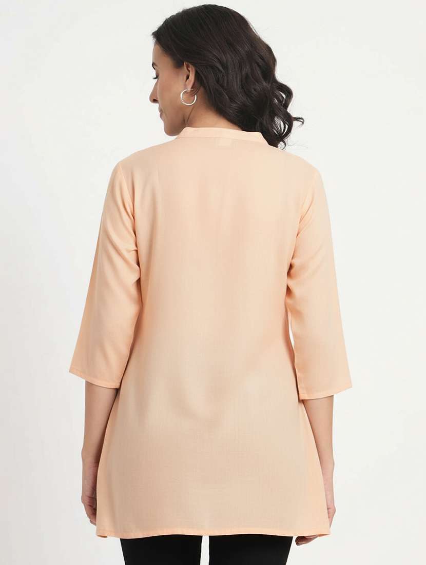 women solid mandarinn neck tunic - 22108056 - Standard Image - 2