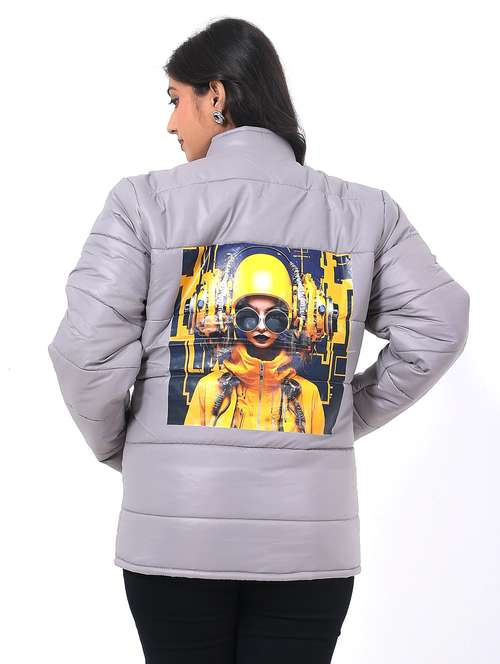 women printed long sleeve quilted jacket - 22108145 -  Standard Image - 0