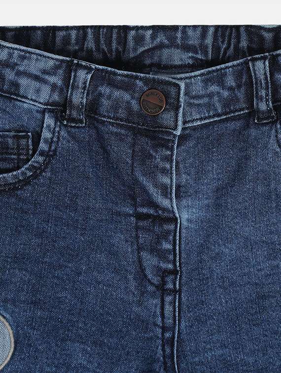 girls solid mid rise denim shorts - 22108397 -  Standard Image - 2