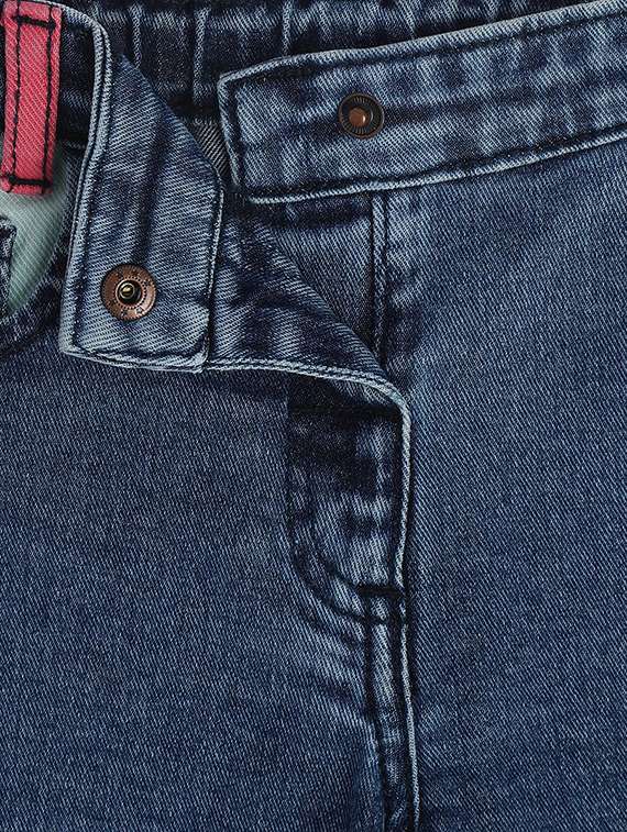 girls solid mid rise denim shorts - 22108404 -  Standard Image - 2