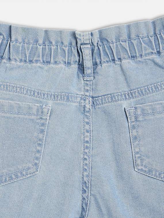 girls solid mid rise denim shorts - 22108429 -  Standard Image - 2