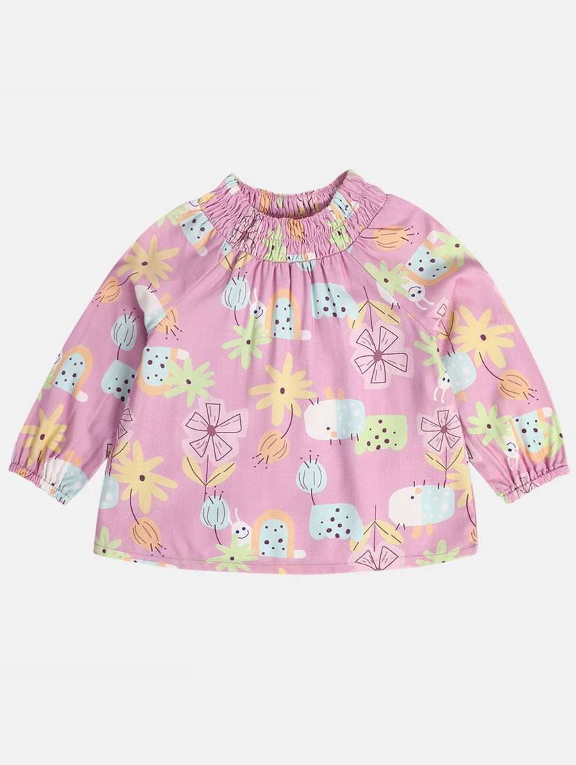 girls printed round neck top