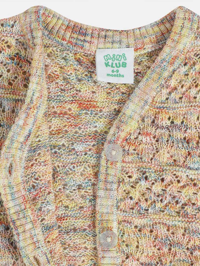 girls self design sleeveless cardigan - 22108582 -  Standard Image - 2