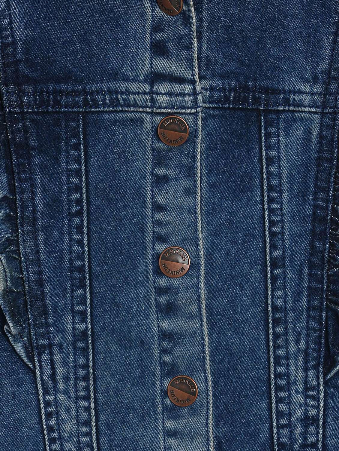 girls solid long sleeve ruffle detailed denim jacket - 22108590 -  Standard Image - 2