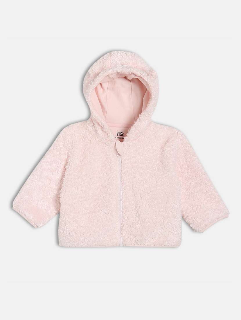 girls solid long sleeve hooded regular jacket