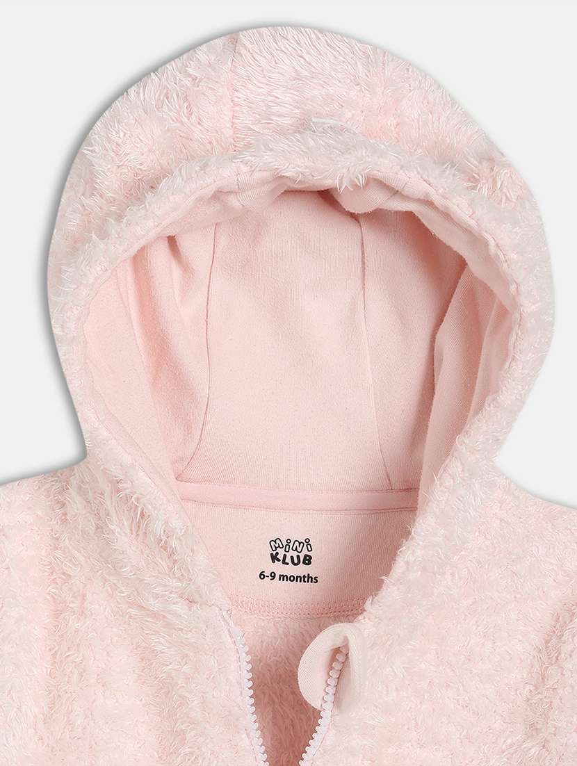 girls solid long sleeve hooded regular jacket - 22108594 -  Standard Image - 2