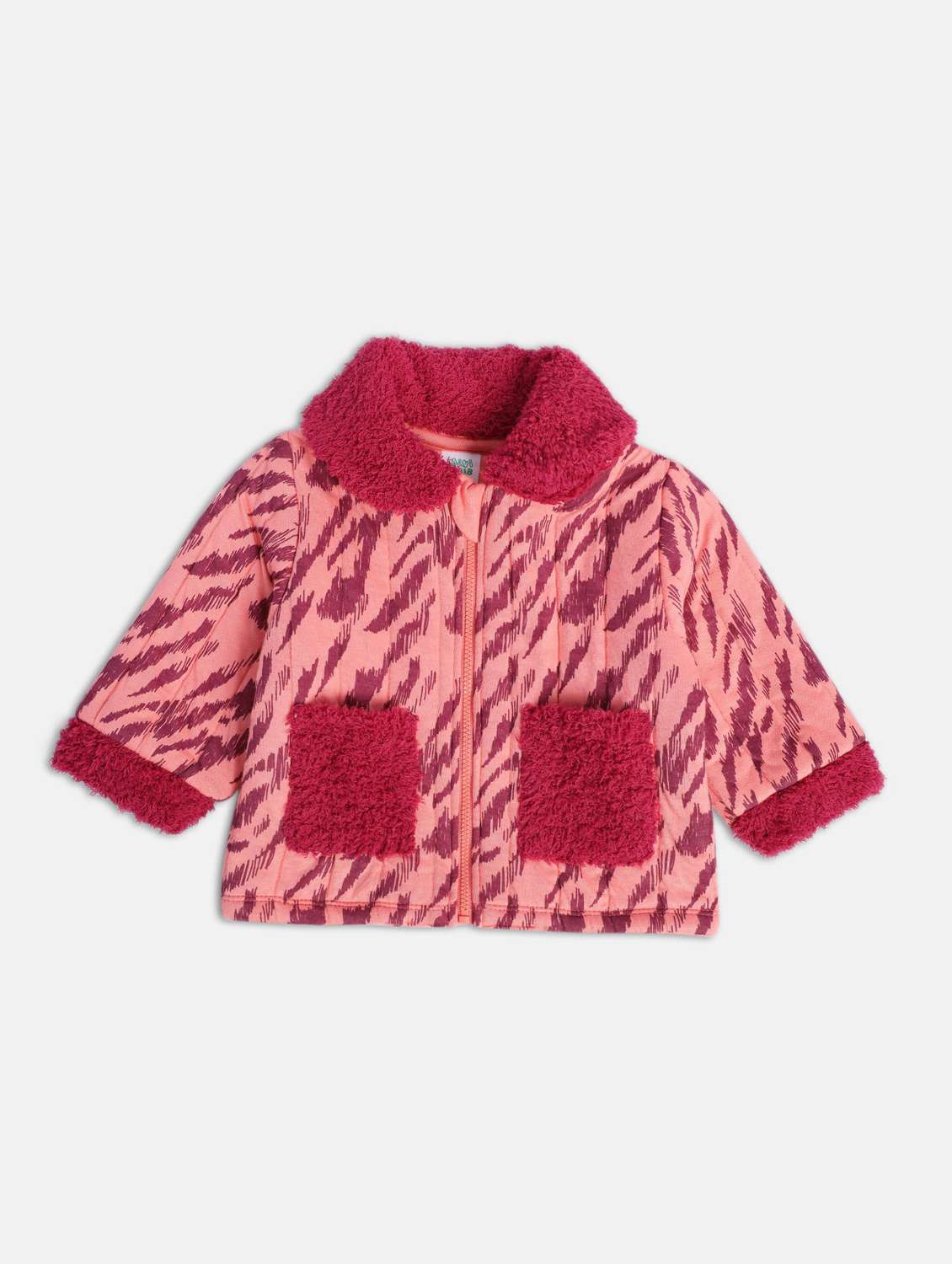 girls printed long sleeve collared jacket