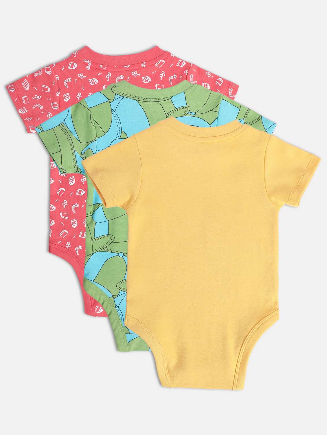 kids pack of 3 printed round neck onesies - 22108723 -  Standard Image - 2