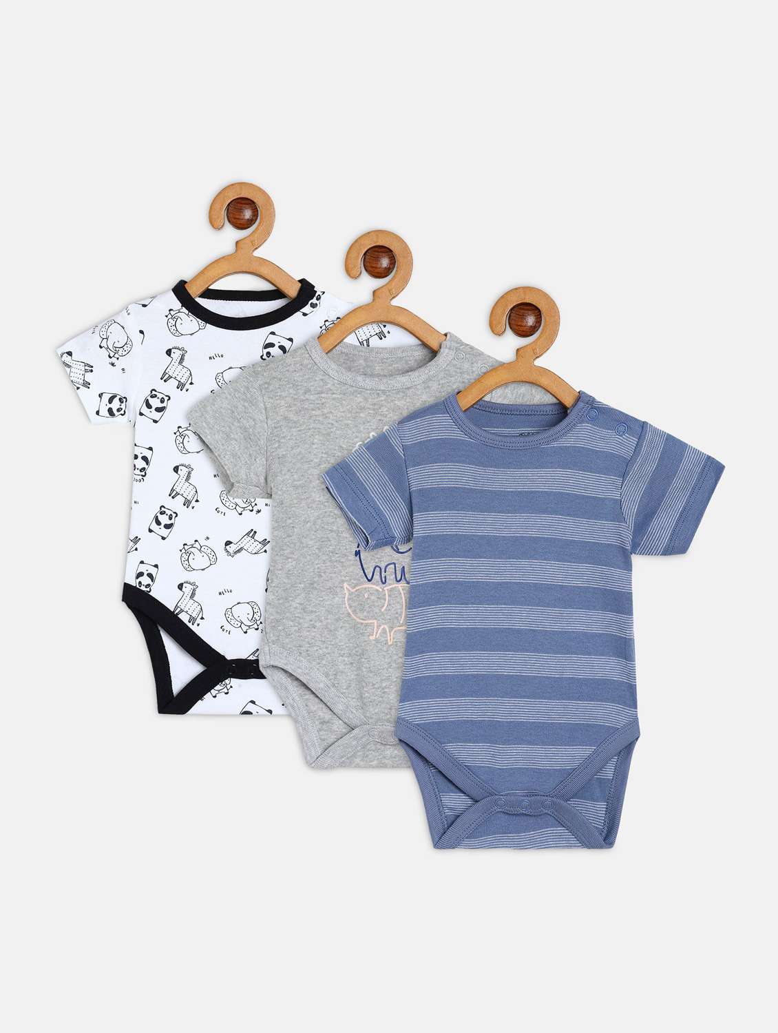 kids pack of 3 printed long sleeve onesies