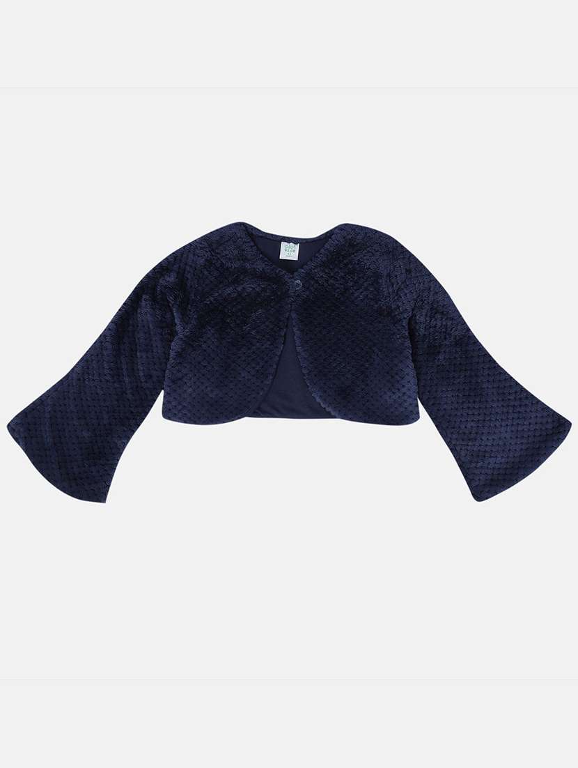 girls solid long sleeve crop shrug