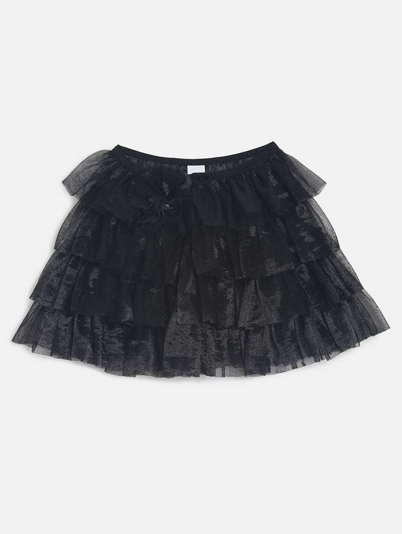 girls black solid ruffles cape 