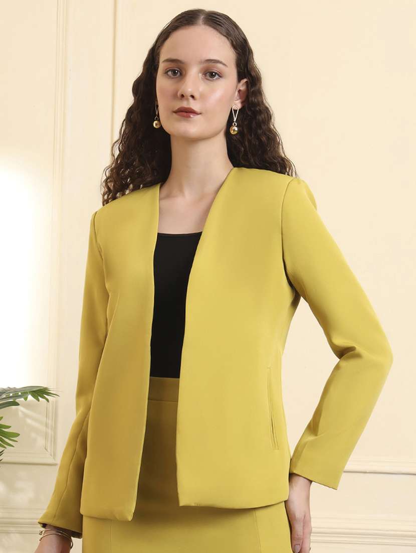 women solid long sleeve single breasted blazer - 22109445 - Standard Image - 2