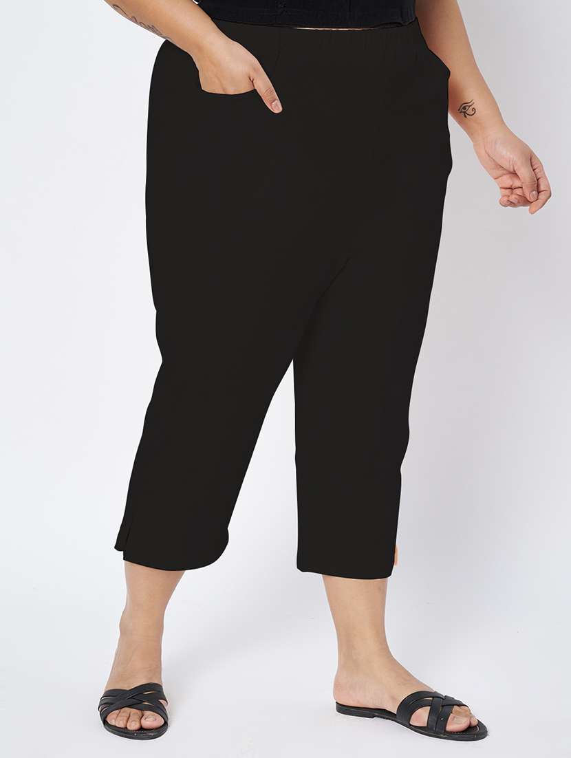 women plus size solid mid rise capri - 22109455 -  Standard Image - 2