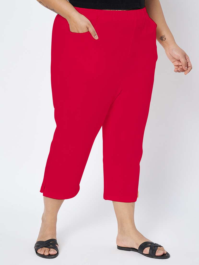 women plus size solid mid rise capri - 22109459 -  Standard Image - 2