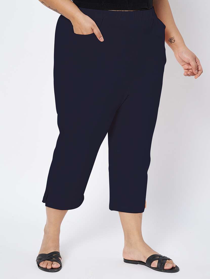 women plus size solid mid rise capri - 22109460 -  Standard Image - 2