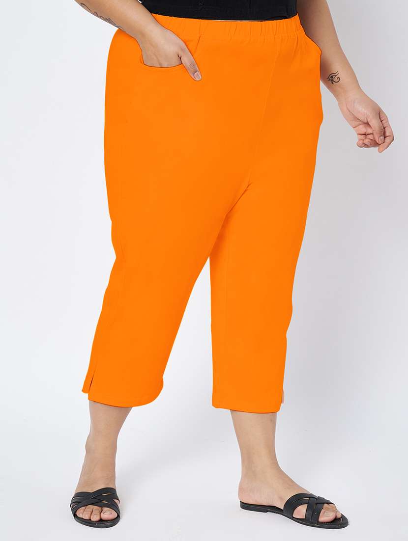 women plus size solid mid rise capri - 22109462 -  Standard Image - 2