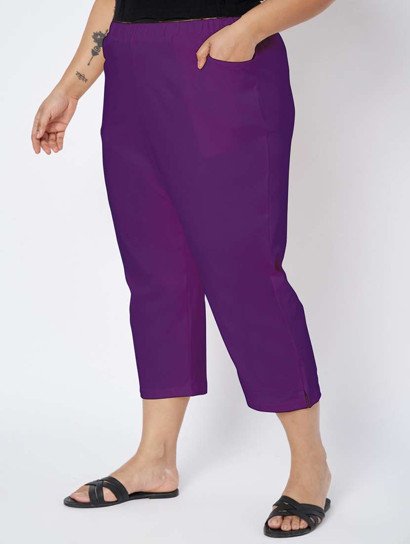 women plus size solid mid rise capri - 22109464 -  Standard Image - 2