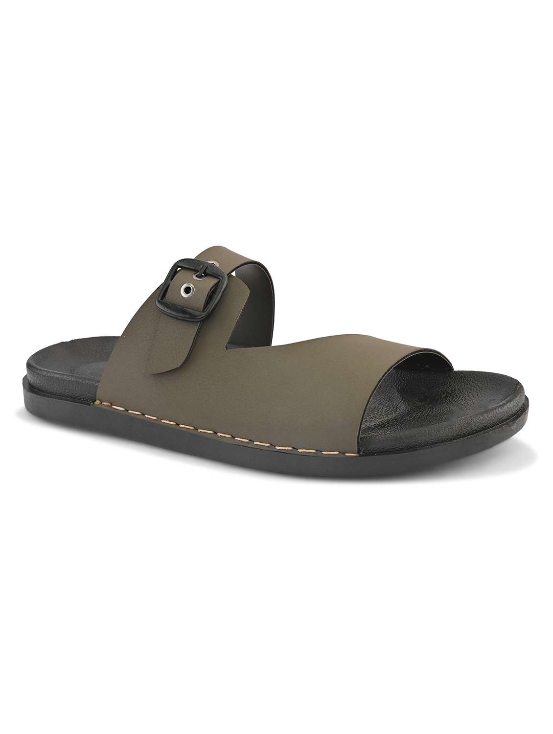 men olive slip on sandal - 22109475 -  Standard Image - 2