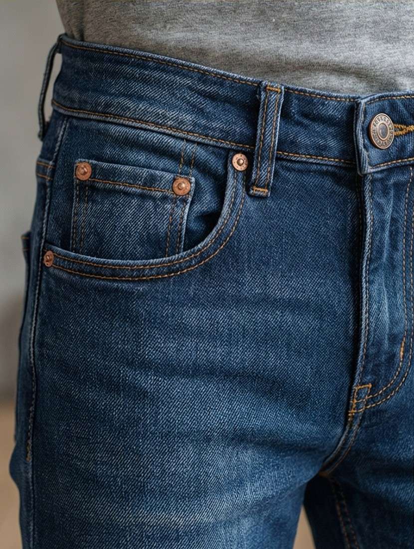 men washed high rise full length tapered jeans - 22110157 -  Standard Image - 2