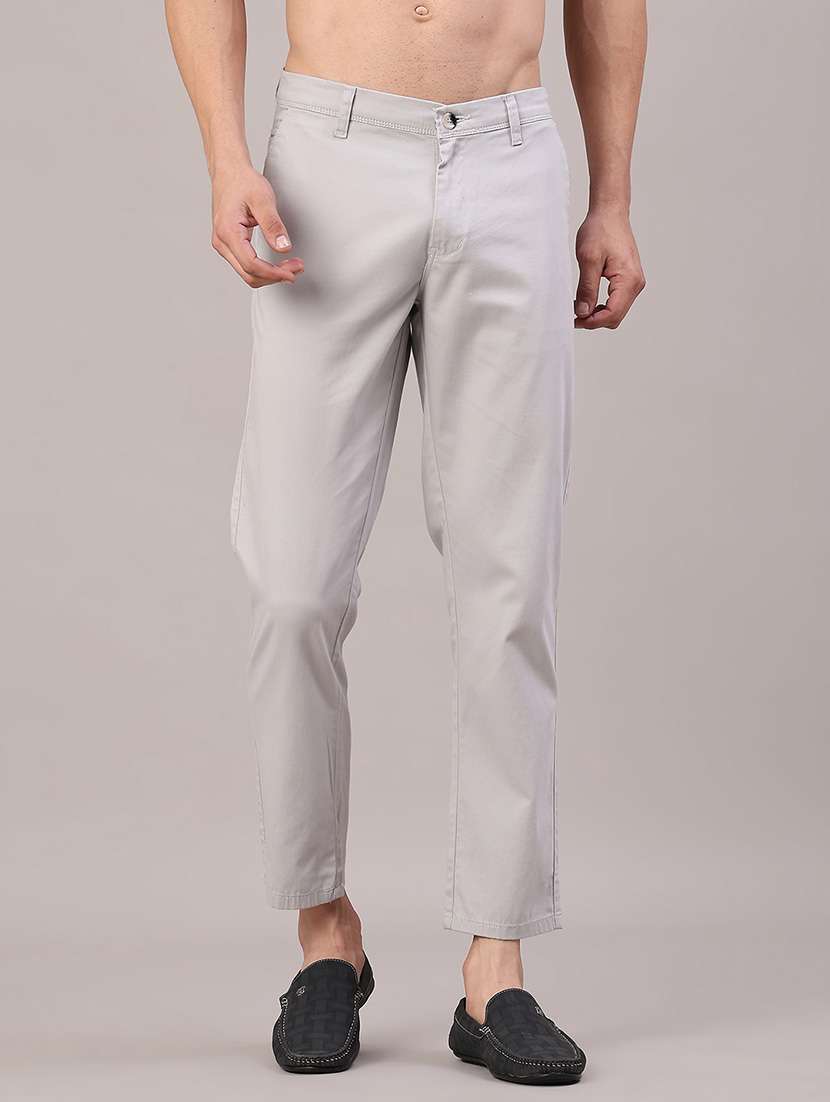 men solid mid rise casual chino
