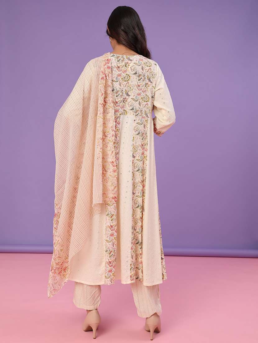 women printed three quarter sleeve kurta pant with dupatta set - 22110687 -  Standard Image - 2