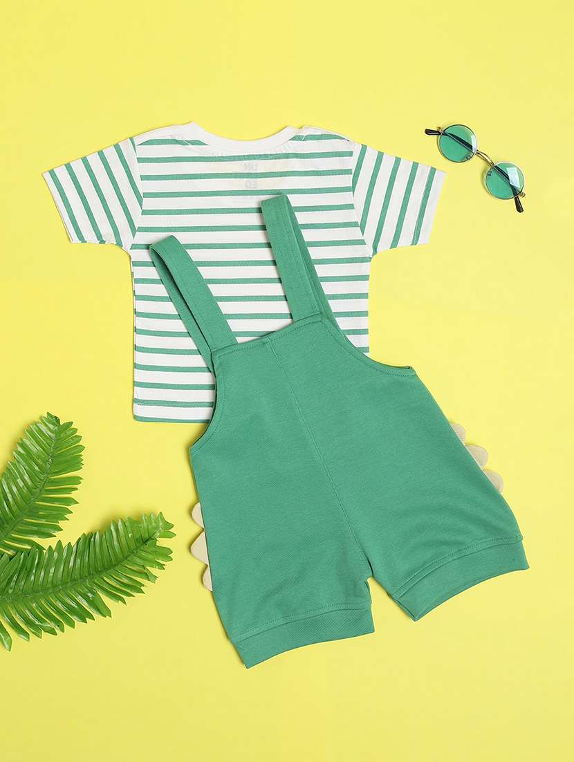 boys striped round neck t-shirt & dungaree set  - 22110751 -  Standard Image - 2